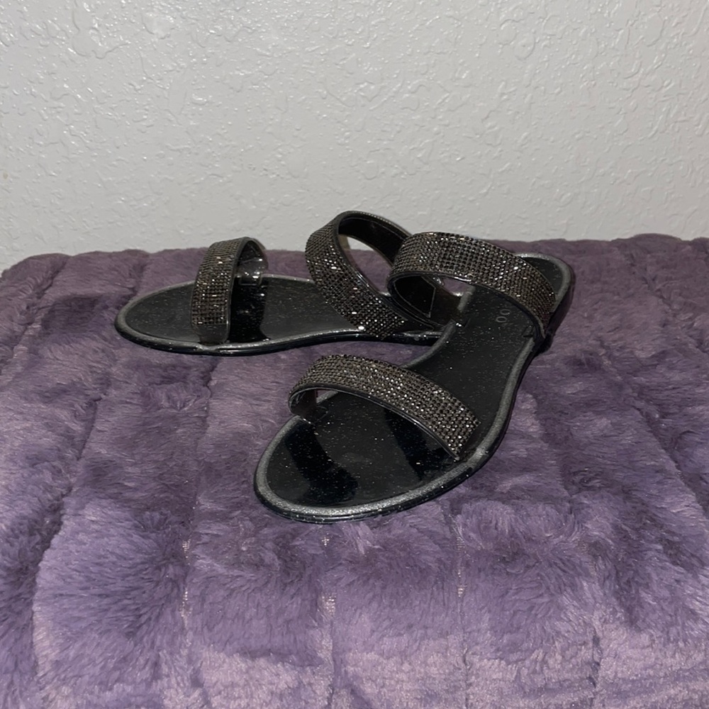 Gray shiny rhinestones sandals
